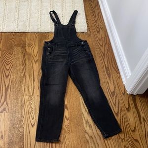 Black straight leg overalls